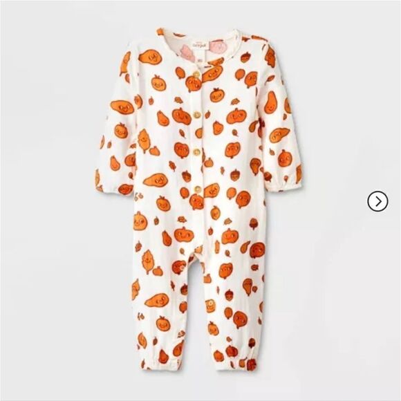 NWT Baby Unisex Fall Thanksgiving Halloween Long sleeve Gauze Romper - Picture 1 of 9